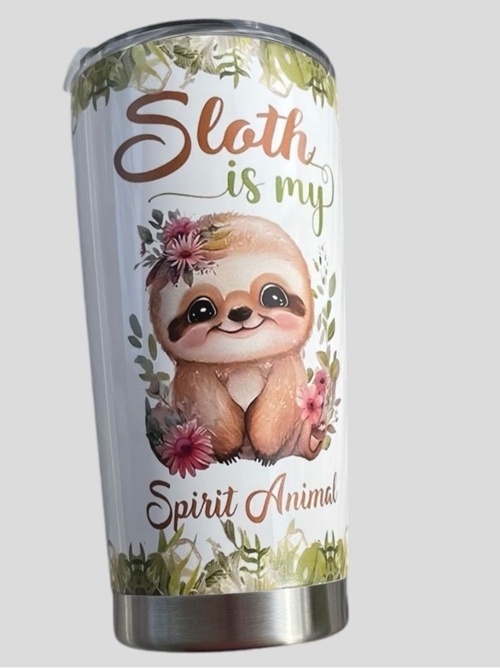 Sloth Is My Spirit Animal 20 oz Stainless Steel Insulated Tumbler NWT